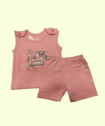 SELVAS : Baby Boy’s & Girl’s Cotton Printed Sleeveless T-Shirt and Shorts