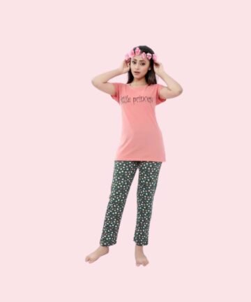 HUGGY :  Women’s Cotton SquareNight Suit Set Of Top & Pajama Set