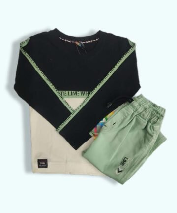 A-FIRST : Boys’ Full Sleeve Cotton Printed T-Shirt & Trousers Set