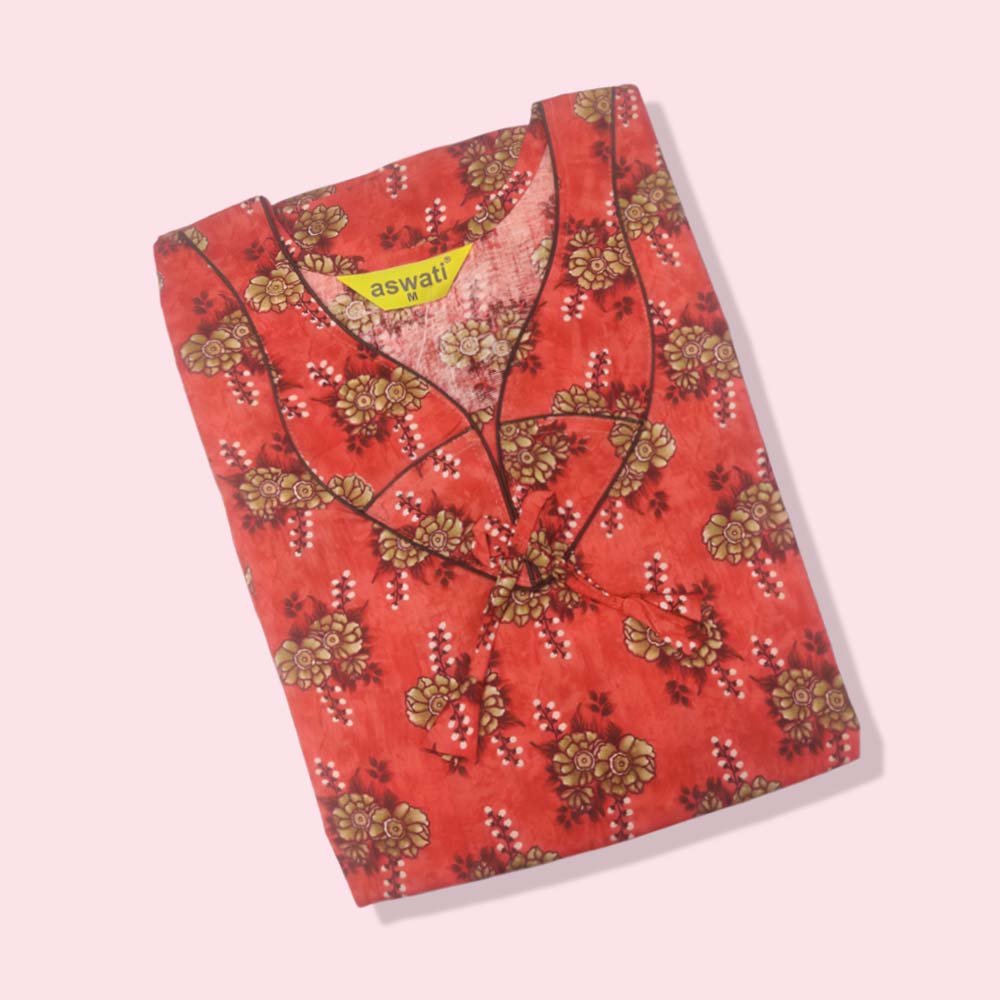 ASWATI :  Women Printed Cotton Nightwear Nighty Maxi