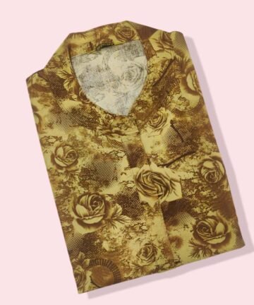 ASWTI : Women’s Cotton Printed Chinese Collar Length Nighty
