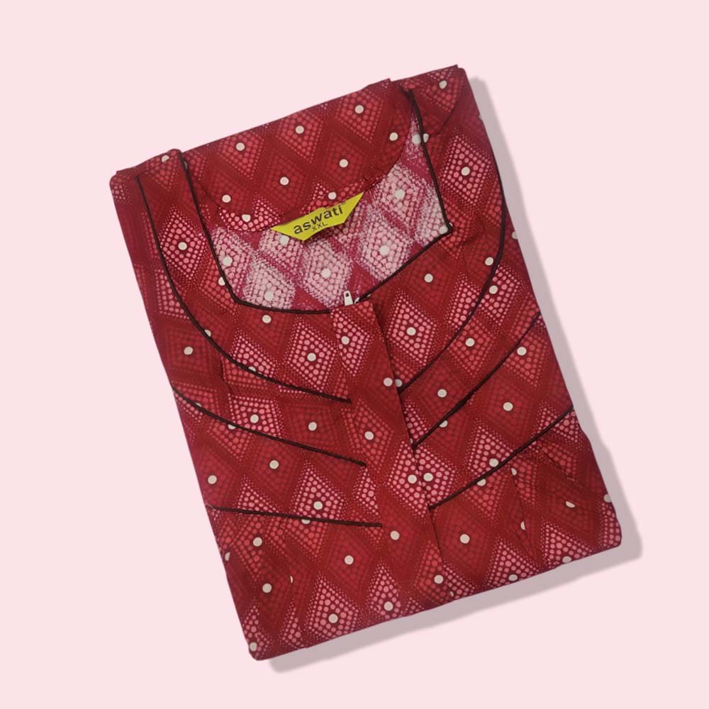 ASWATI : Women’s Cotton Floral ZIP Nighty