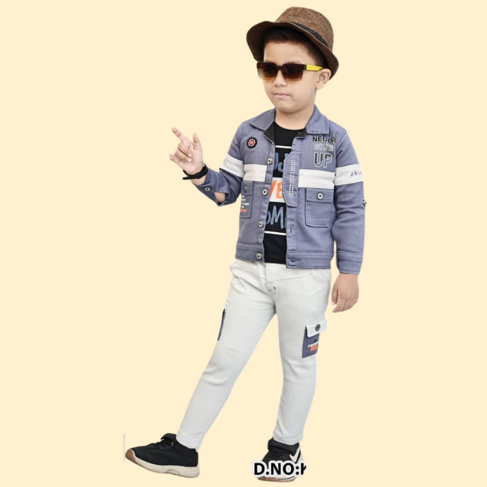 CITY BOY : Kids Boys’ 3-Piece Casual Outfit – Graphic T-Shirt, Striped Shirt &  Pants Set