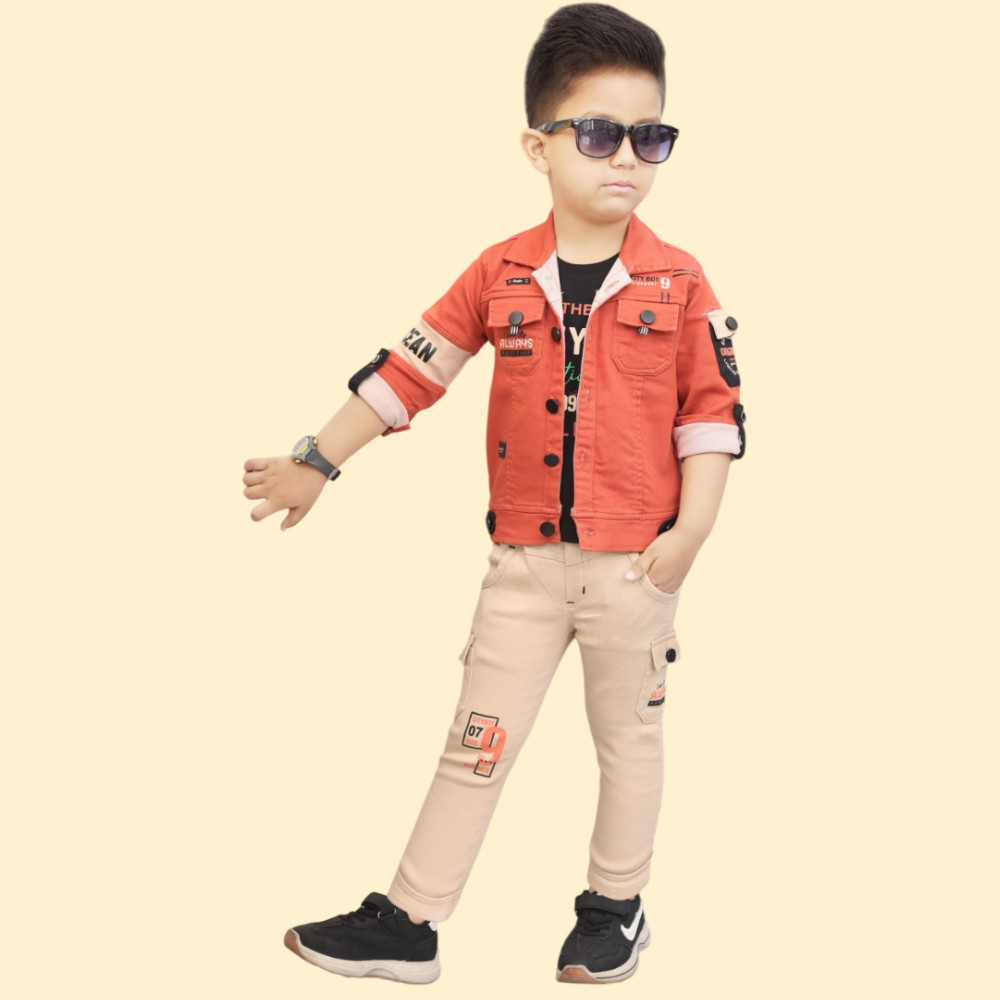 CITY BOY :  Kids Boys’ 3-Piece Casual Outfit – Graphic T-Shirt, Striped Shirt &  Pants Set