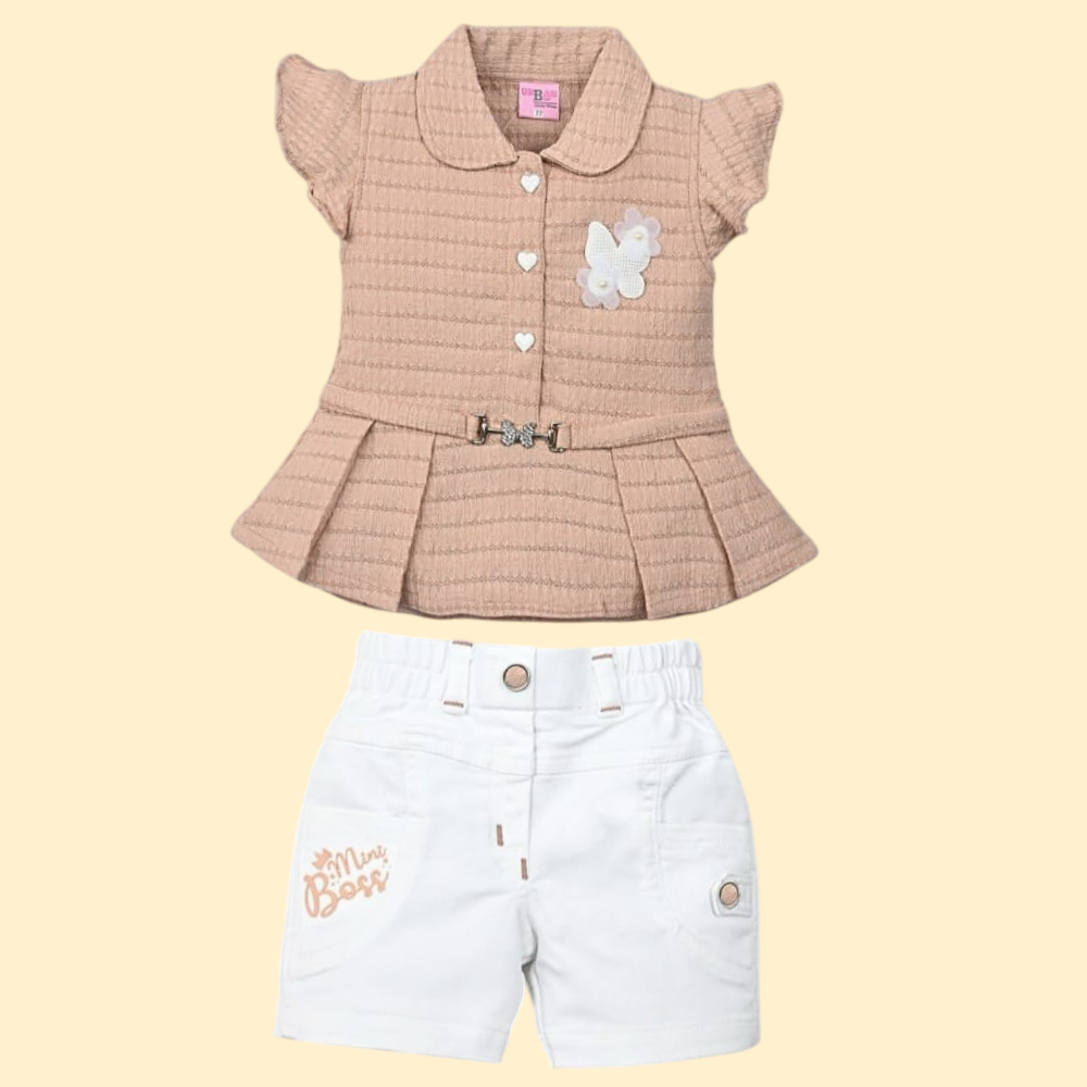 URBAN BABY :  Beautiful Top and Bottom Set  Pink Color With Beautiful For Girls