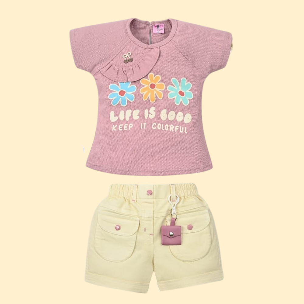 URBAN BABY : Cotton Top&Hot Pant Set for Girls Kids