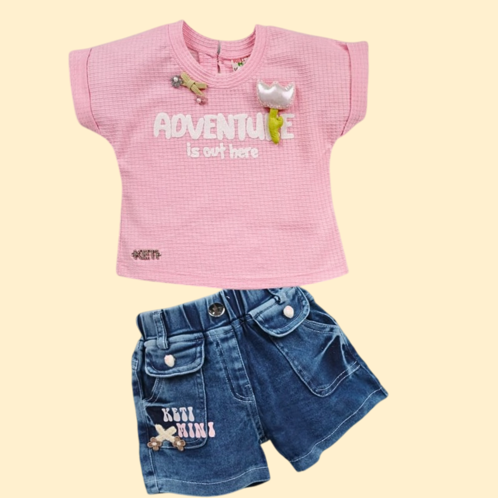 Kids Denim Casual Dress | Top Short Solid Set for Girls Kids Denim Casual Dress | Top Short Solid Set for Girls