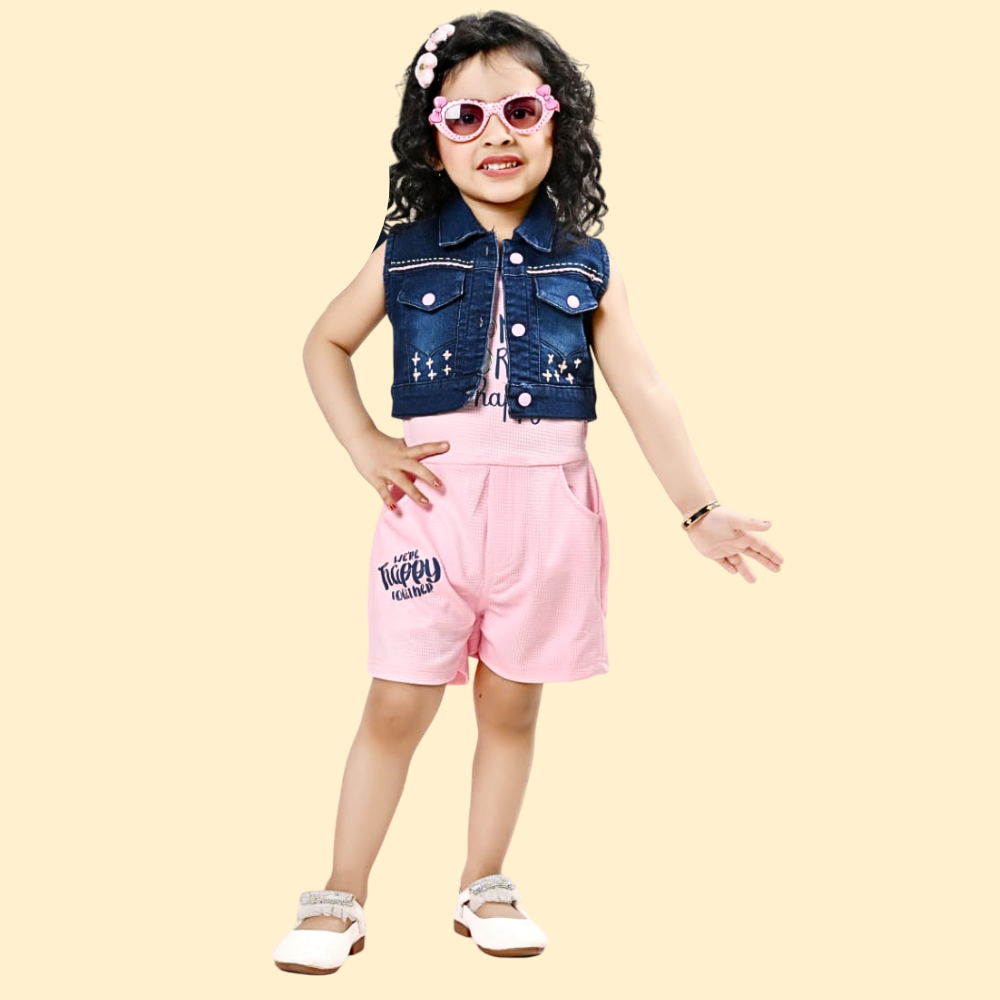 Floral Printed Jumpsuit Jacket Set for Birthday Girl
