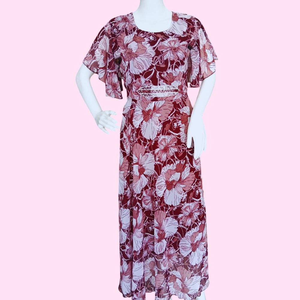 Women’s Floral Printed Georgette Indo-Western Dress