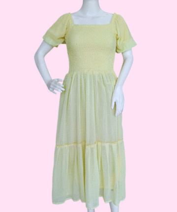 Women’s Floral Puff Sleeve High Waist Long Dress