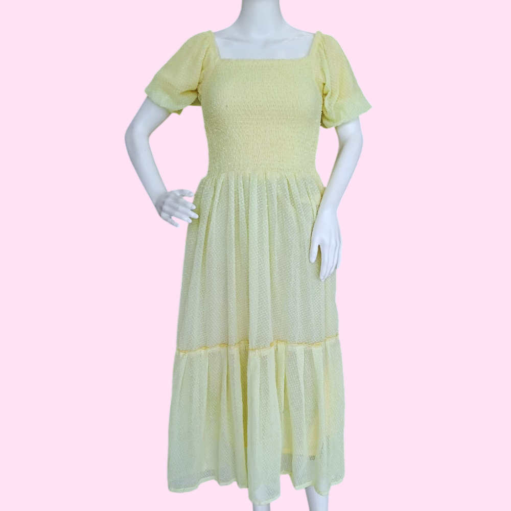 Women’s Floral Puff Sleeve High Waist Long Dress