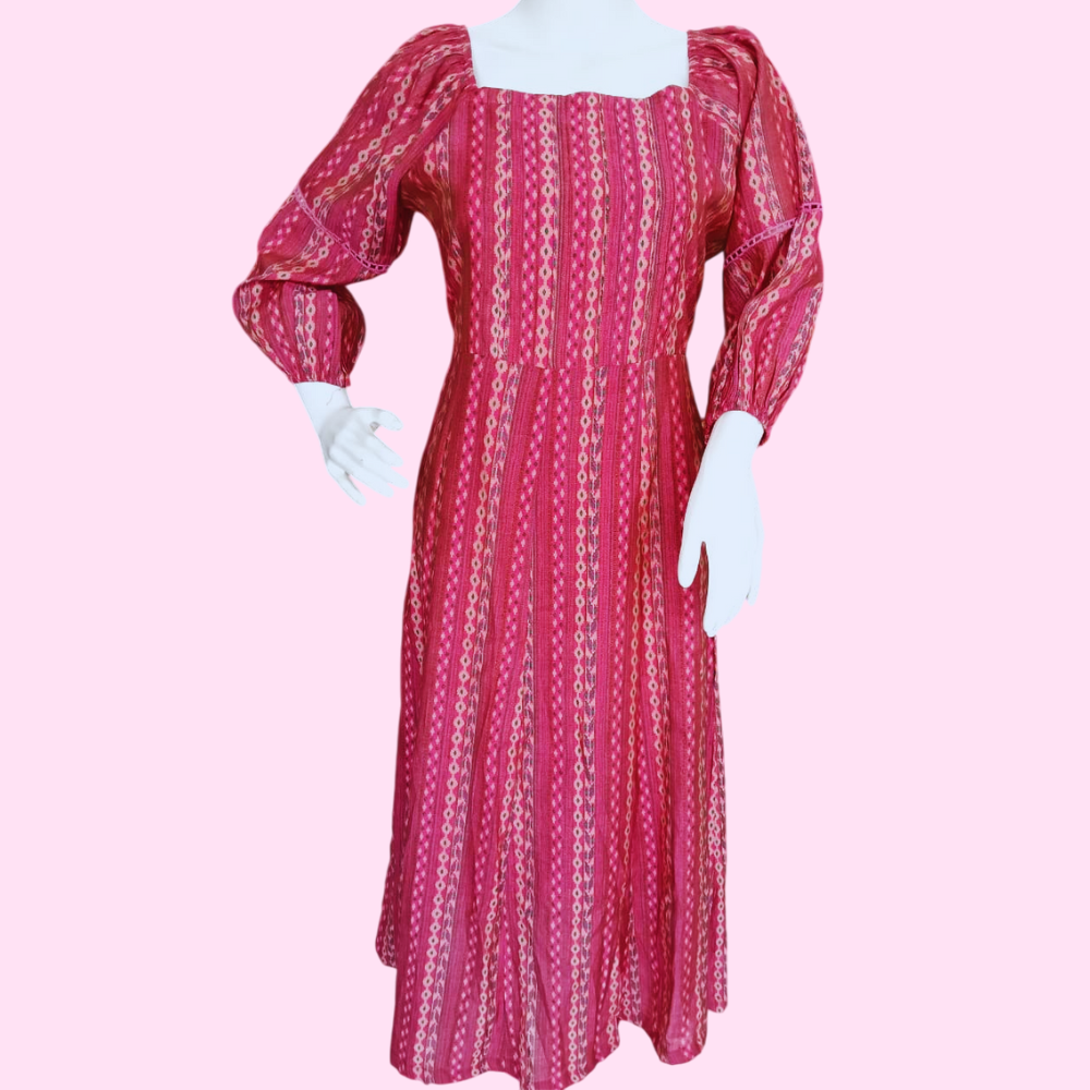 VIDARSHA : Women Casual Regular  Crepe Solid Fit and Flare Dress