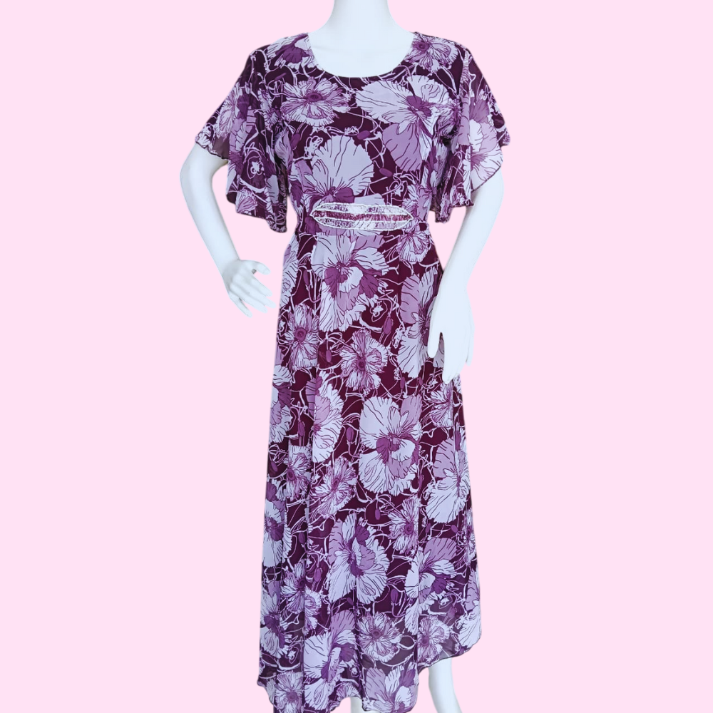 Women’s Floral Printed Georgette Indo-Western Dress