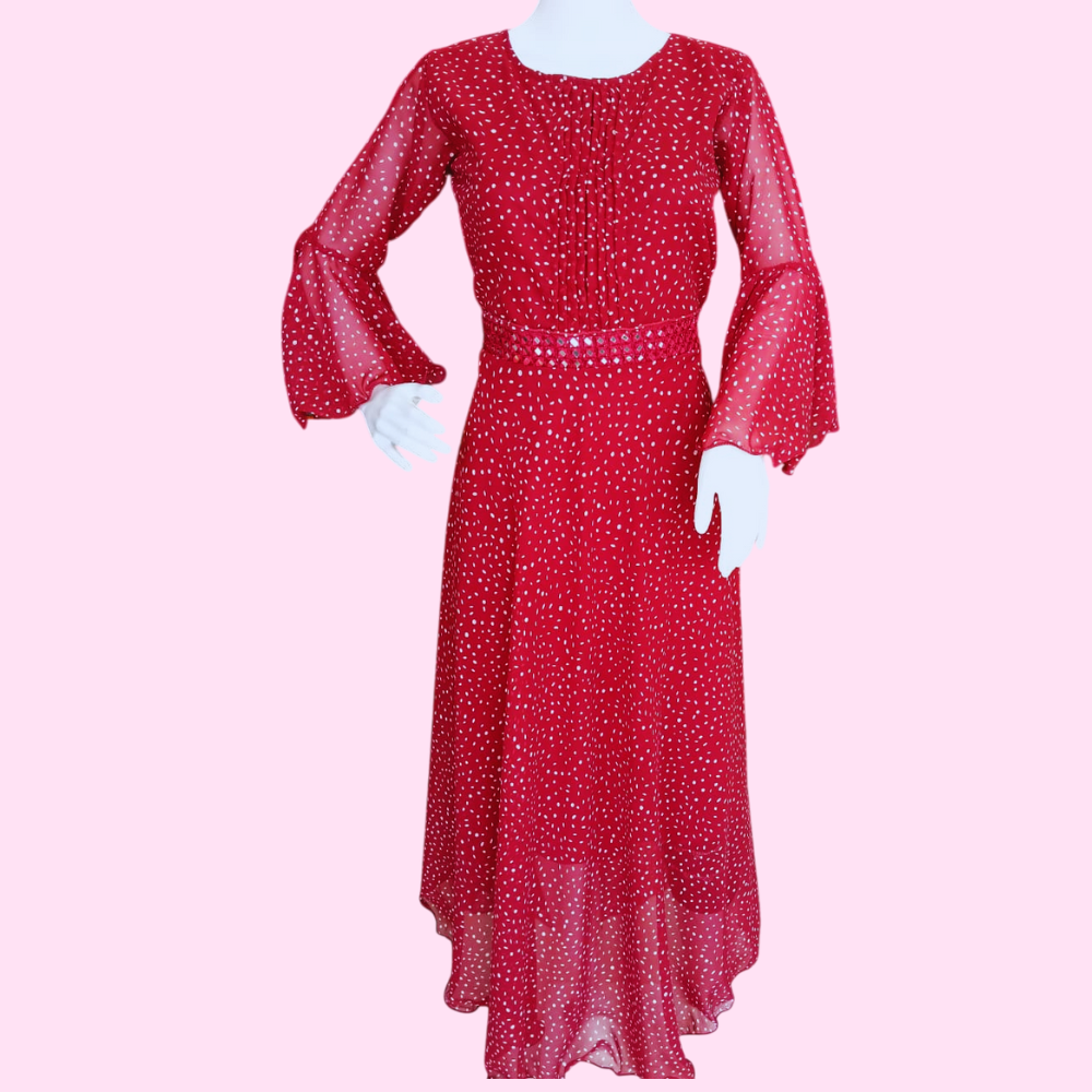 MUSKAN :  Women’s Georgette Floral Fit & Flared Western Dress | Dress for Women