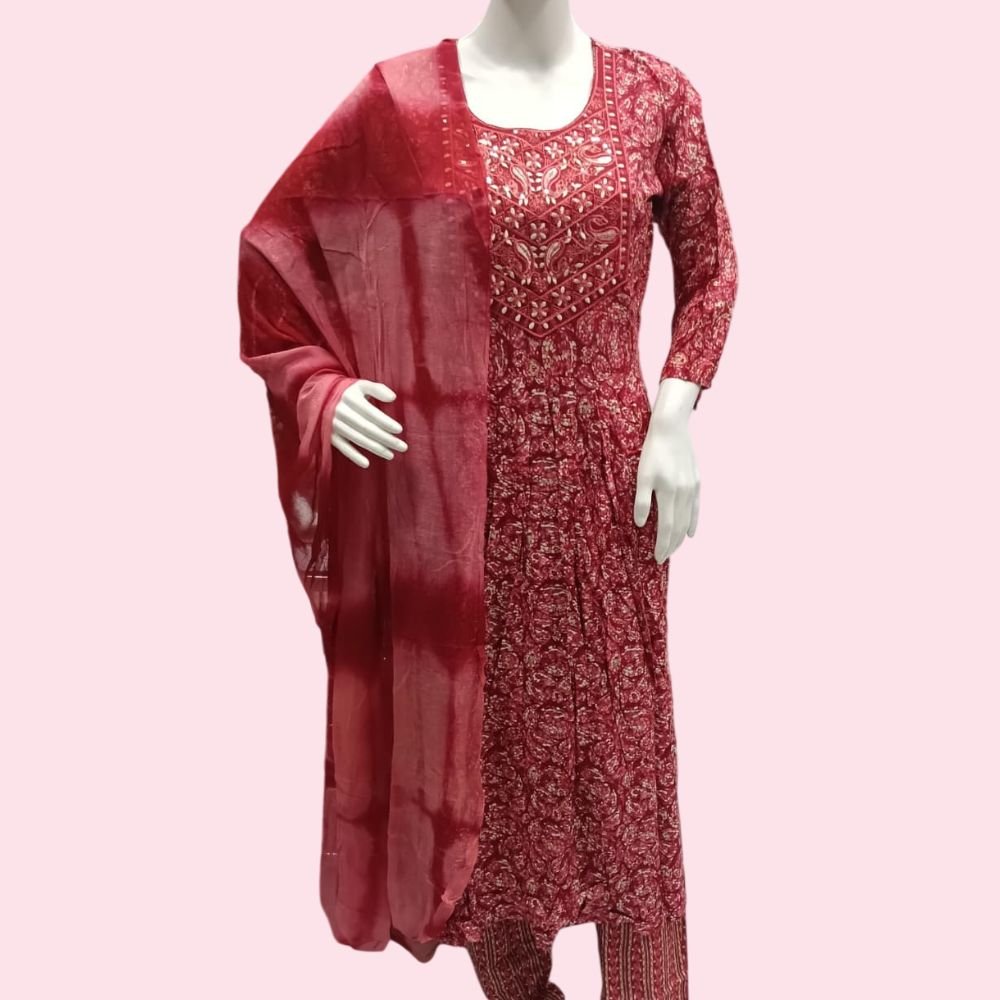 TANIKSH : Women’s Cotton Printed Straight Kurta with & Dupatta Set
