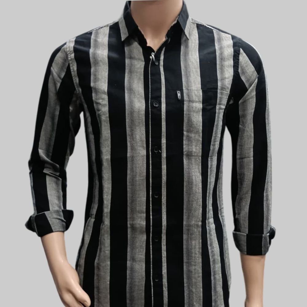 CAJ ;  Men Slim Fit Cotton Striped FULLSleeve Casual Shirt