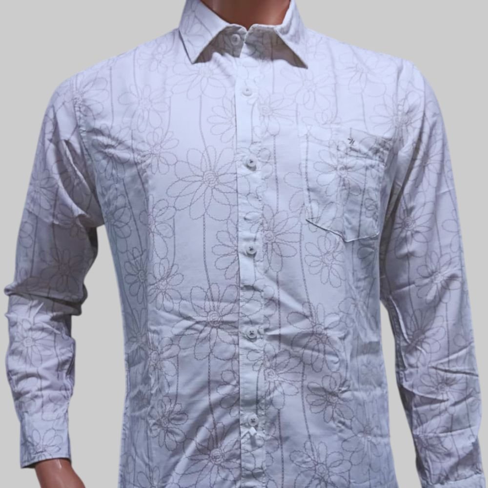 VOLUME ZERO : Men’ Long Sleeve Formal Floral Print Shirt | Regular Fit | Stylish & Comfortable | Soft Cotton | Machine Washable | Perfect for Business & Office