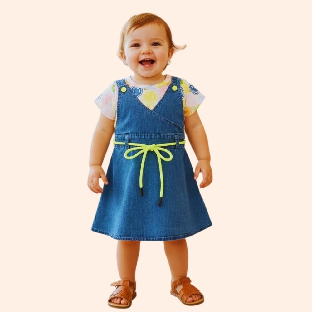 DOLLS :  Cotton Blend Casual Short Sleeve Midi Fit and Flare Dress for Girls Kids