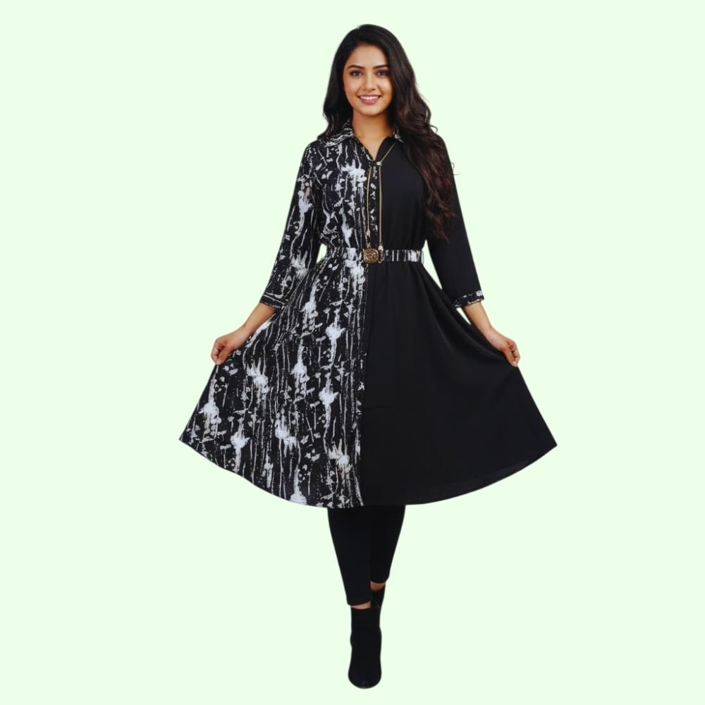ZOLA : Black Color Full Length Western Dress for Women