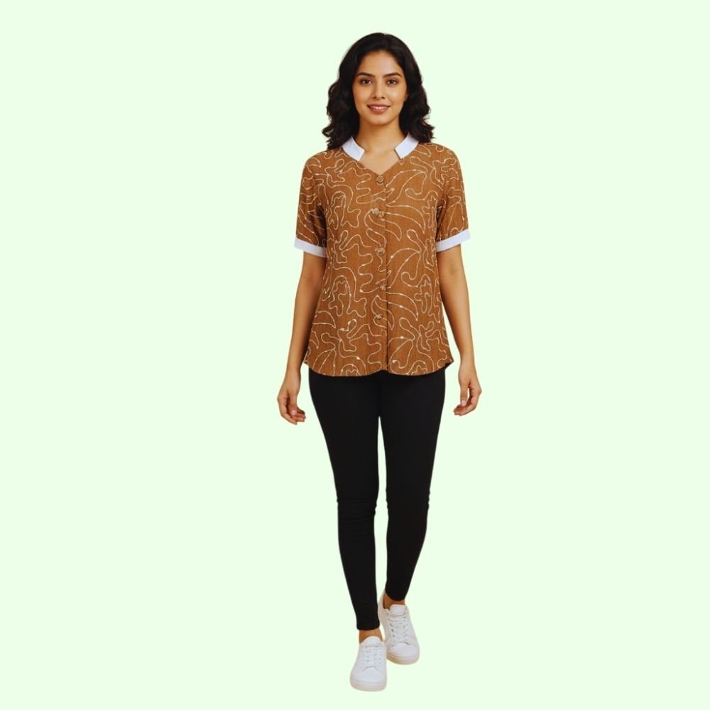 Women’s Regular Fit Half Sleeve V Neck Formal Top