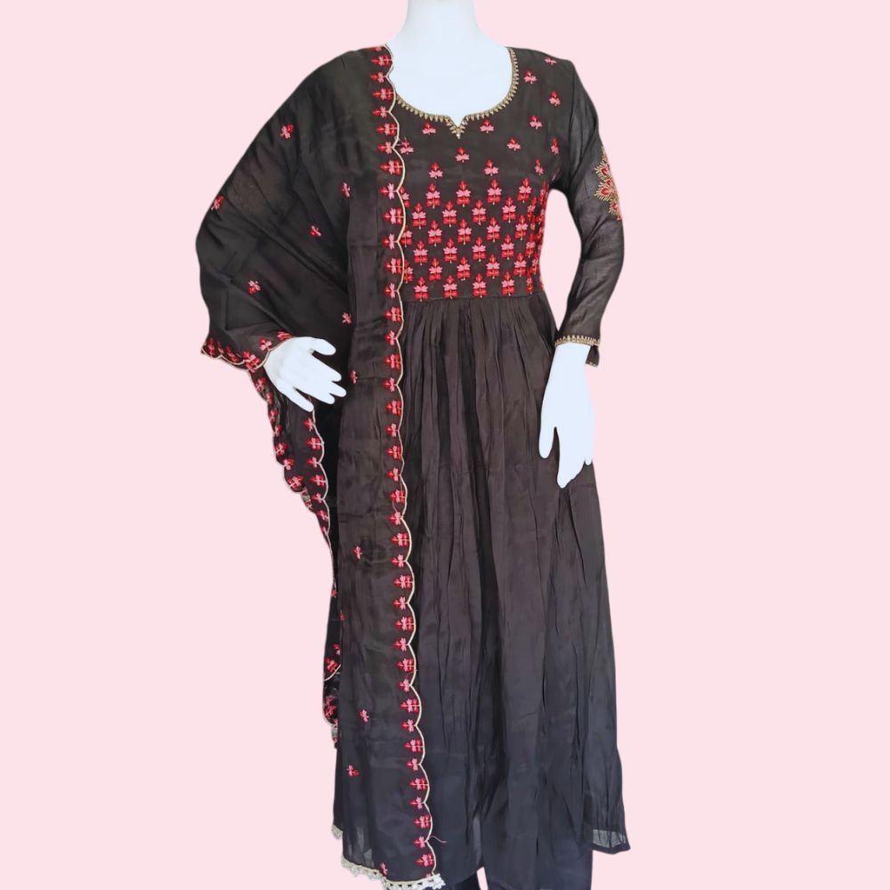 Women’s Printed Anarkali Kurta Pant Dupatta Set