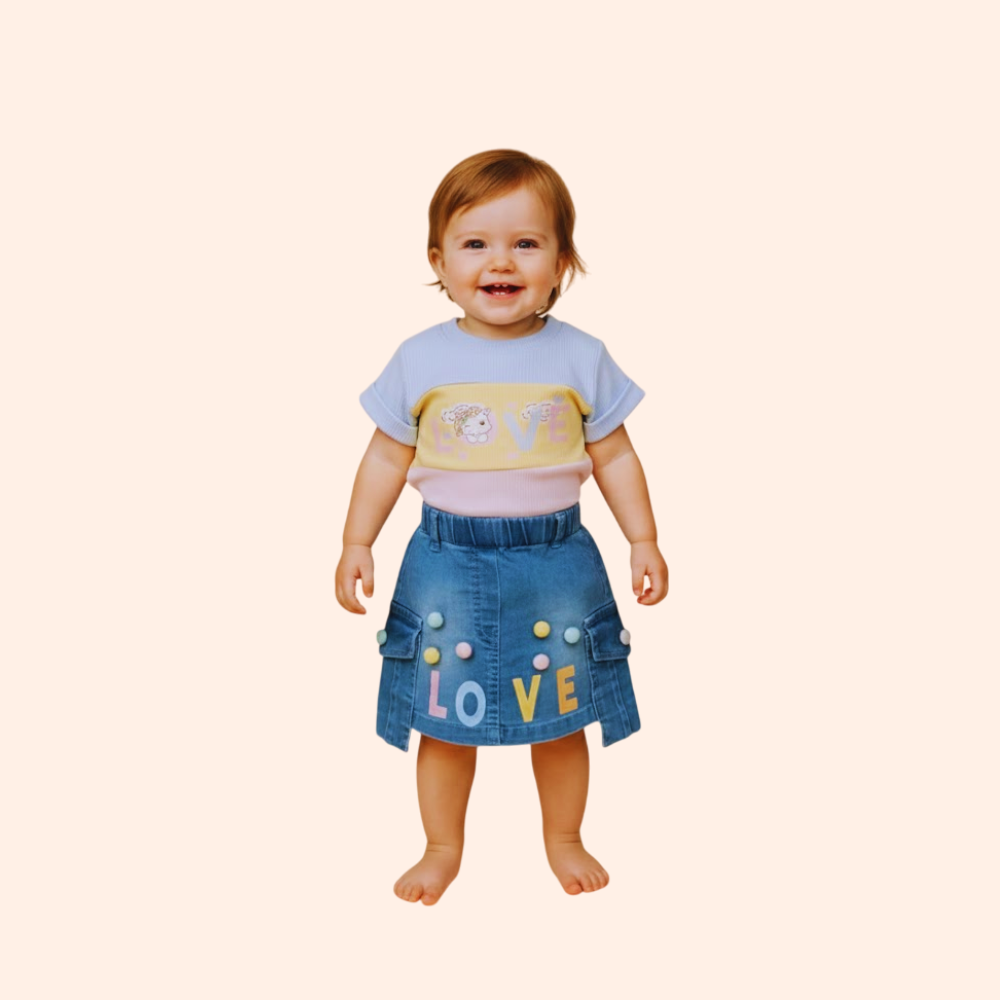 DOLLS : Baby Girls One  Crop Top with Skirt