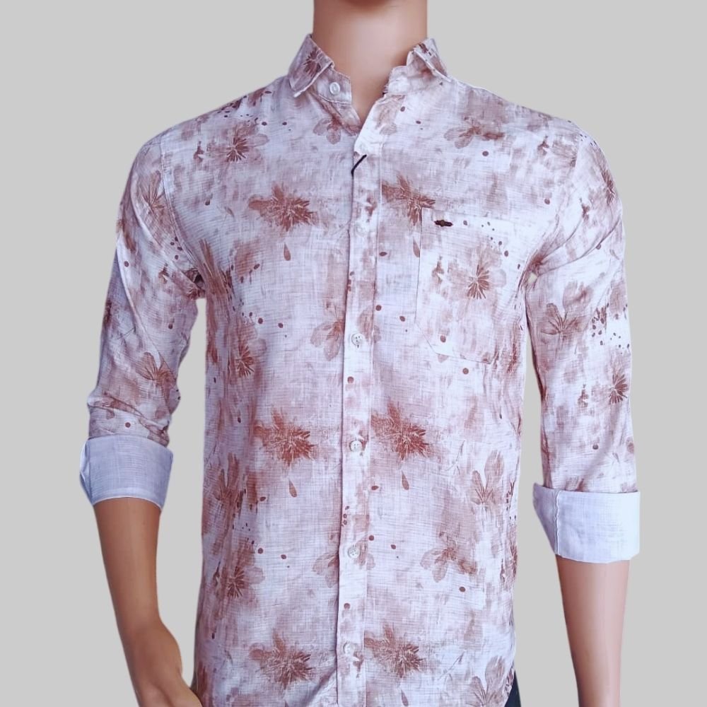 EURO : Men’s Cotton Slim Fit Printed Casual Shirt