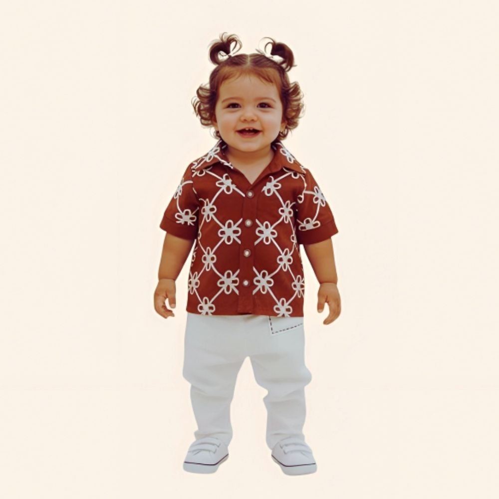 MINIBETTI : Kids Printed Floral Designer Top and Palazzo Set