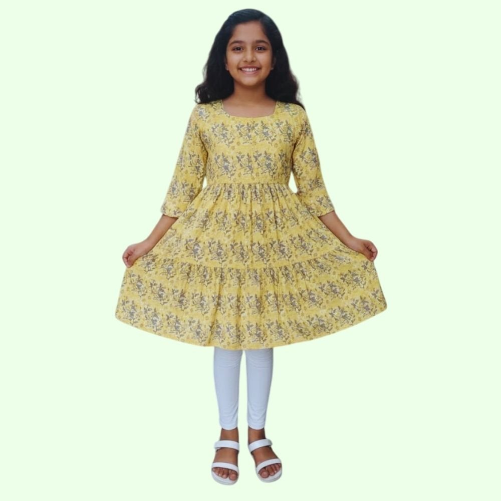 Cotton Round Neck Umberlla Kurti for Women Girls