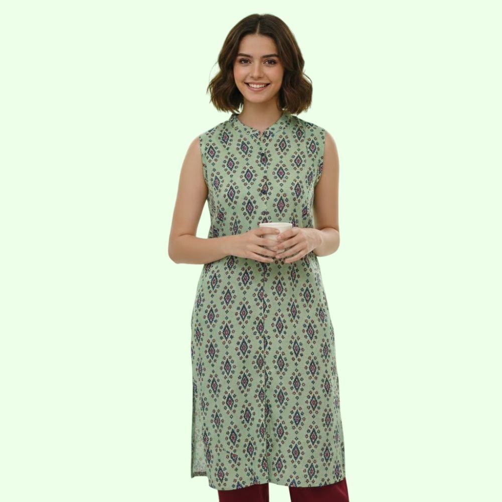 MARCIA : Women’s Floral Printed Cord Set | Chinese Collar 3/4 Sleeve