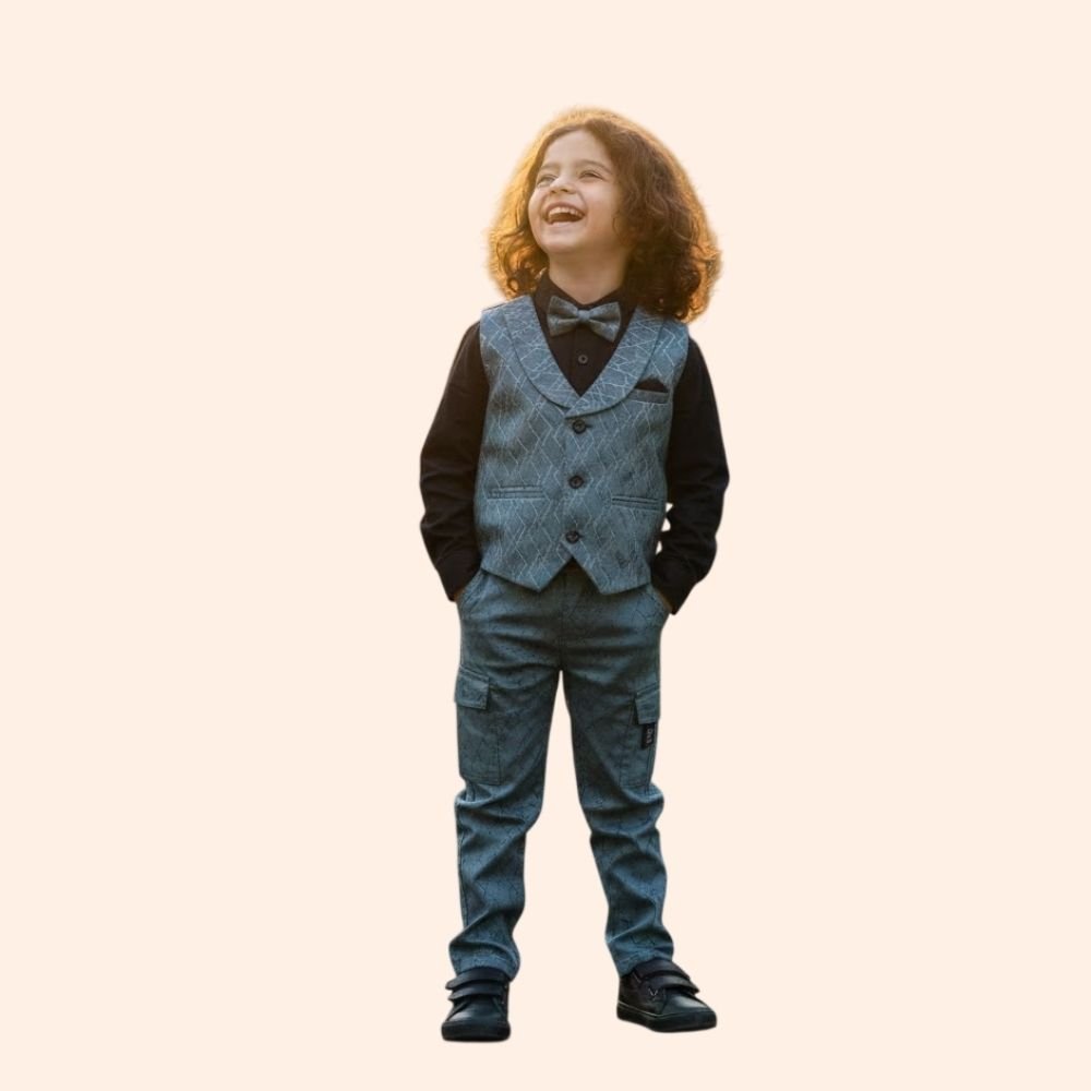 CITY BOY : Boys Full Sleeves Shirt Waistcoat & Pant Set