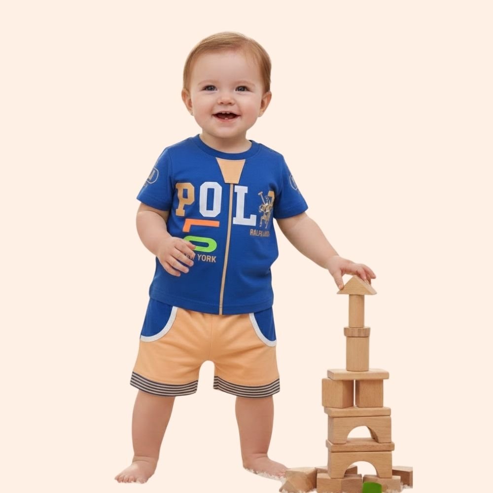 7-JOY : Boys Regular Fit Cotton T-Shirts and Shorts Set
