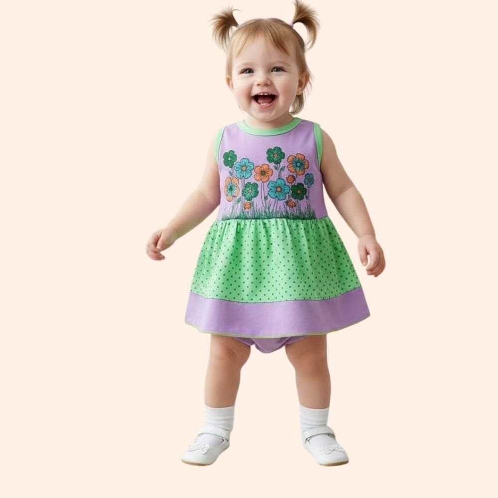 SVS : Baby Girls Floral Printed Knee Length Frocks