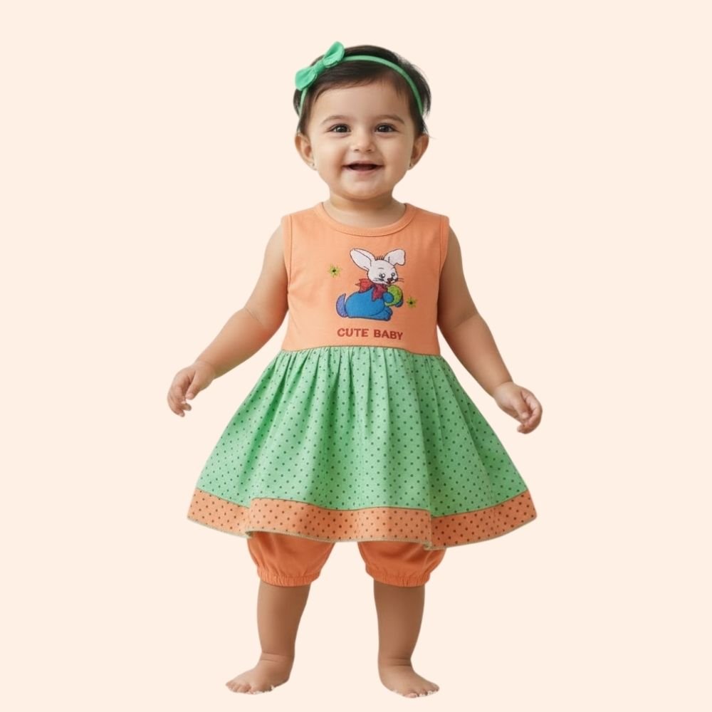 SVS : Baby Girls Floral Printed Knee Length Frocks