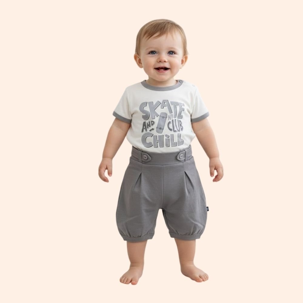 POPEES : Boys | Round Printed Neck Half Sleeve T-shirt and Pant