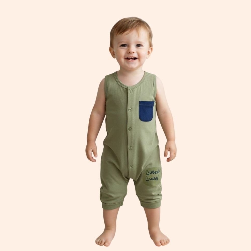 BOOM BABY : Romper Cotton Sleeveless Button Down Jumpsuit Coverall