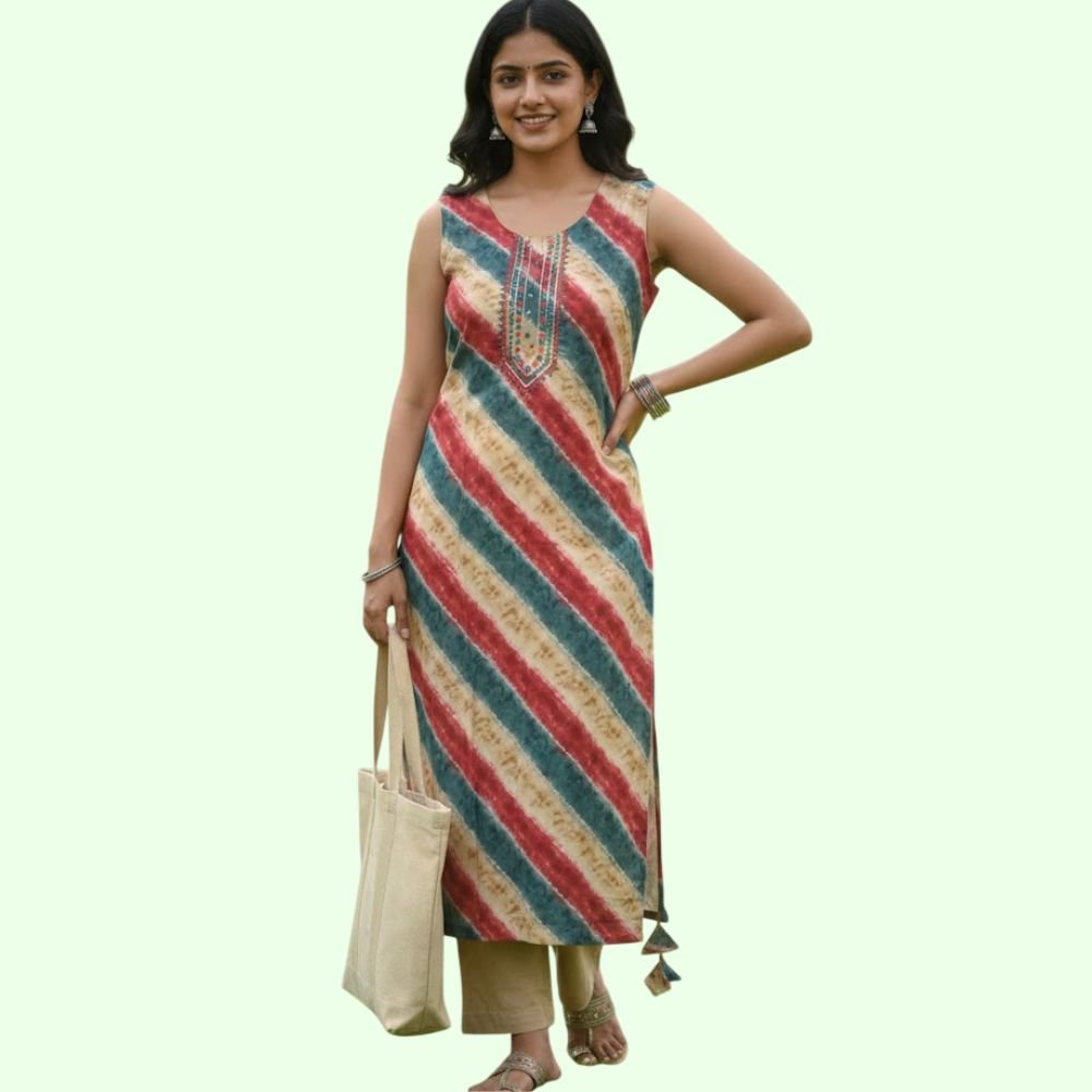 MITSYA : Women’s Sleeveless Printed Kurti Comfortable Cotton