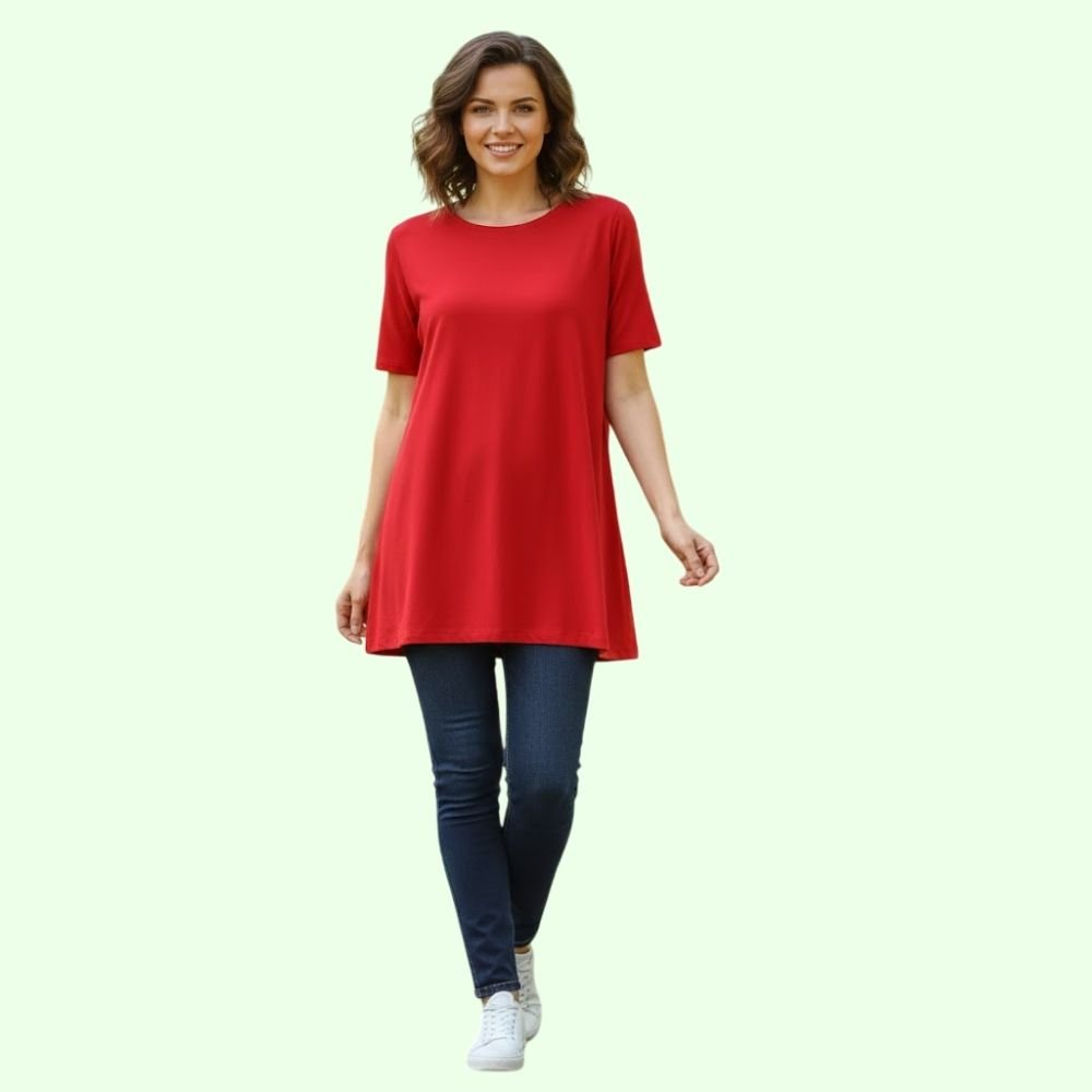 ANNAI : Women’s Cotton Stretch Regular Fit Round Neck Half Sleeve