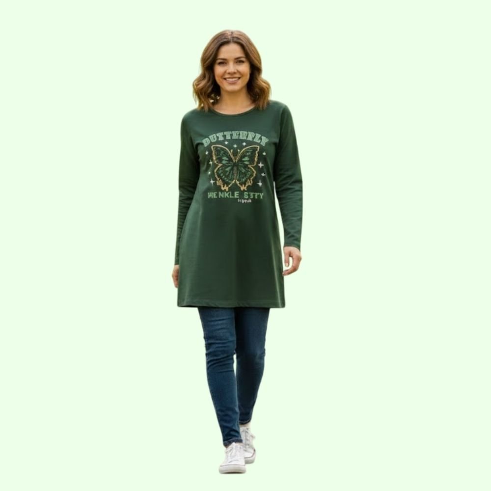 GEM : Women’s Printed Cotton Tshirt Round Neck Full Sleeve