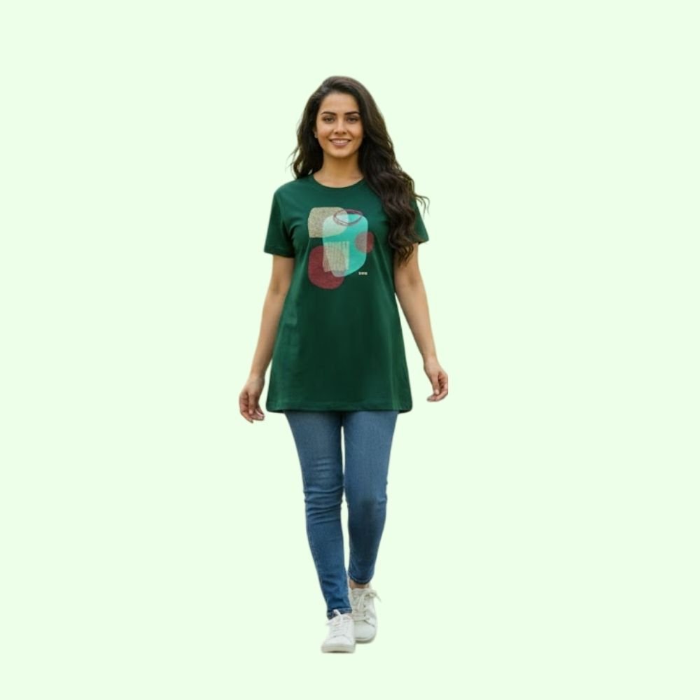 A PLUS : Round Neck T-Shirt for Women| Cotton Half Sleeve Print