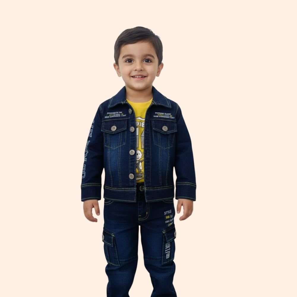 BOBEE : Boys Denim Jacket and Jeans Set with T-Shirt – Casual Outfit for Kids