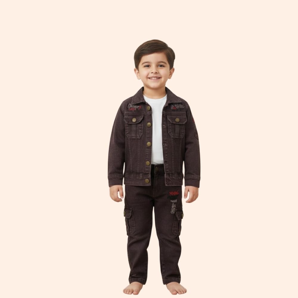 TOP BOYS :  Denim Jacket and Jeans Set with T-Shirt – Casual Outfit for Kids