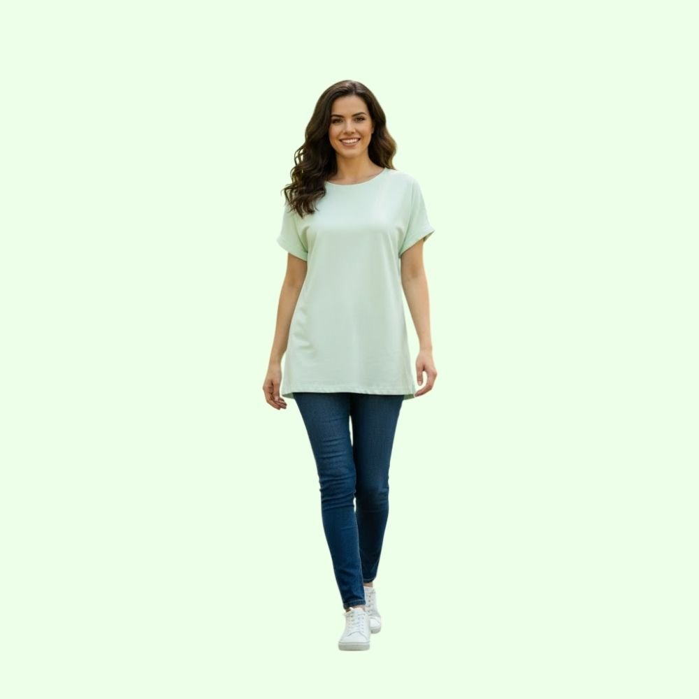 ANNA : Women’s Plain Round Neck Regular Fit Half Sleeve Cotton T Shirt