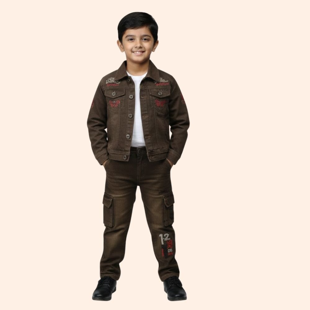 TOP BOYS :  Denim Jacket and Jeans Set with T-Shirt – Casual Outfit for Kids
