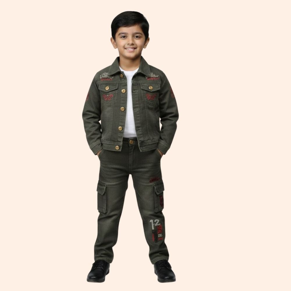 TOP BOYS :  Denim Jacket and Jeans Set with T-Shirt – Casual Outfit for Kids