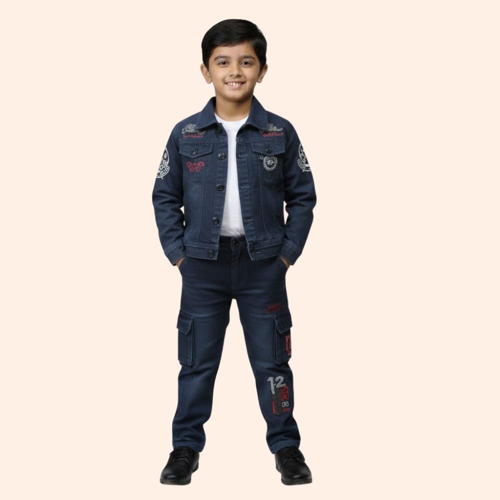 BOBEE :  Boys Denim Jacket and Jeans Set with T-Shirt – Casual Outfit for Kids