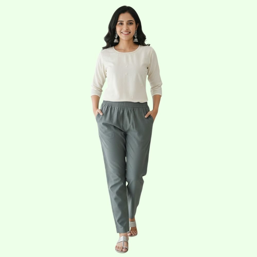 LAYOG : Women’s Cotton Straight Fit Pants