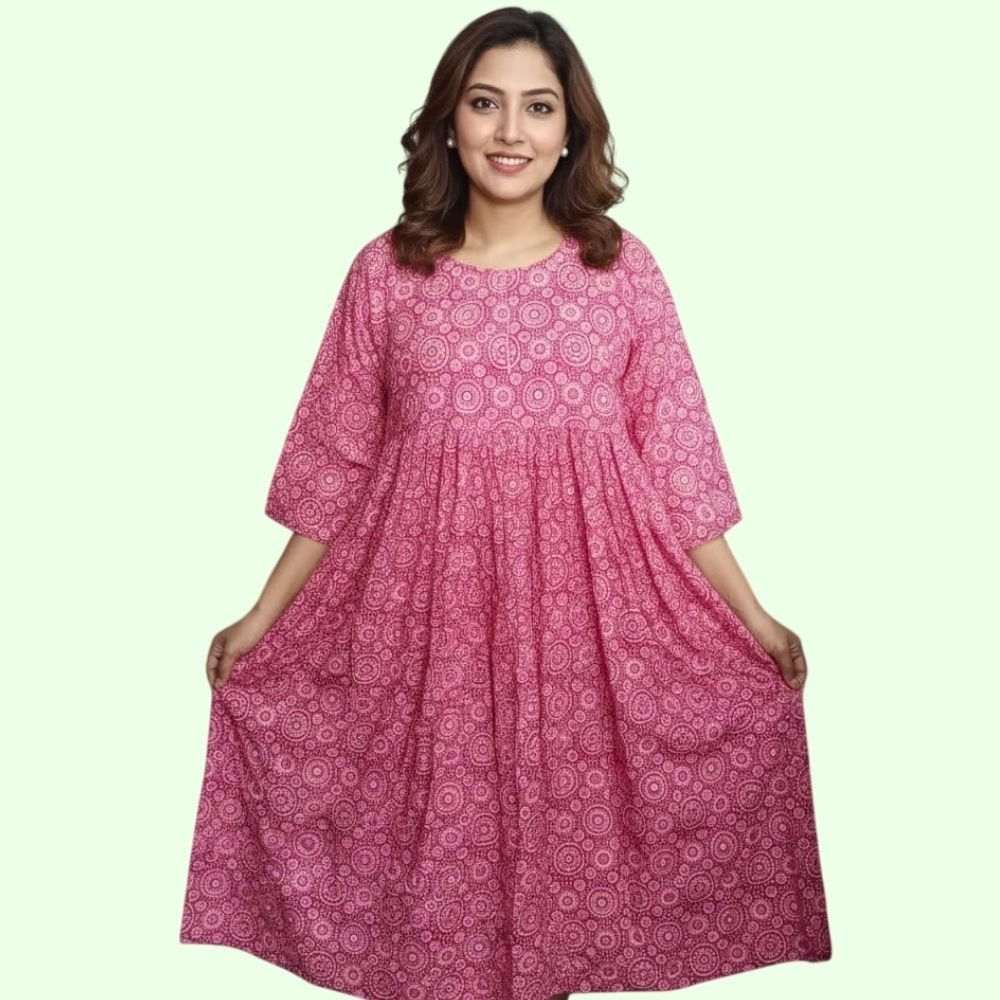 YAVONNE : Womens Printed Maternity Gown Feeding Nighty