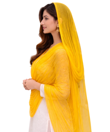 Chiffon Plain Dupatta with Pompom Border Casual Wear For Girls Women’s