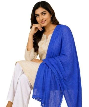 Chiffon Plain Dupatta with Pompom Border Casual Wear For Girls Women’s